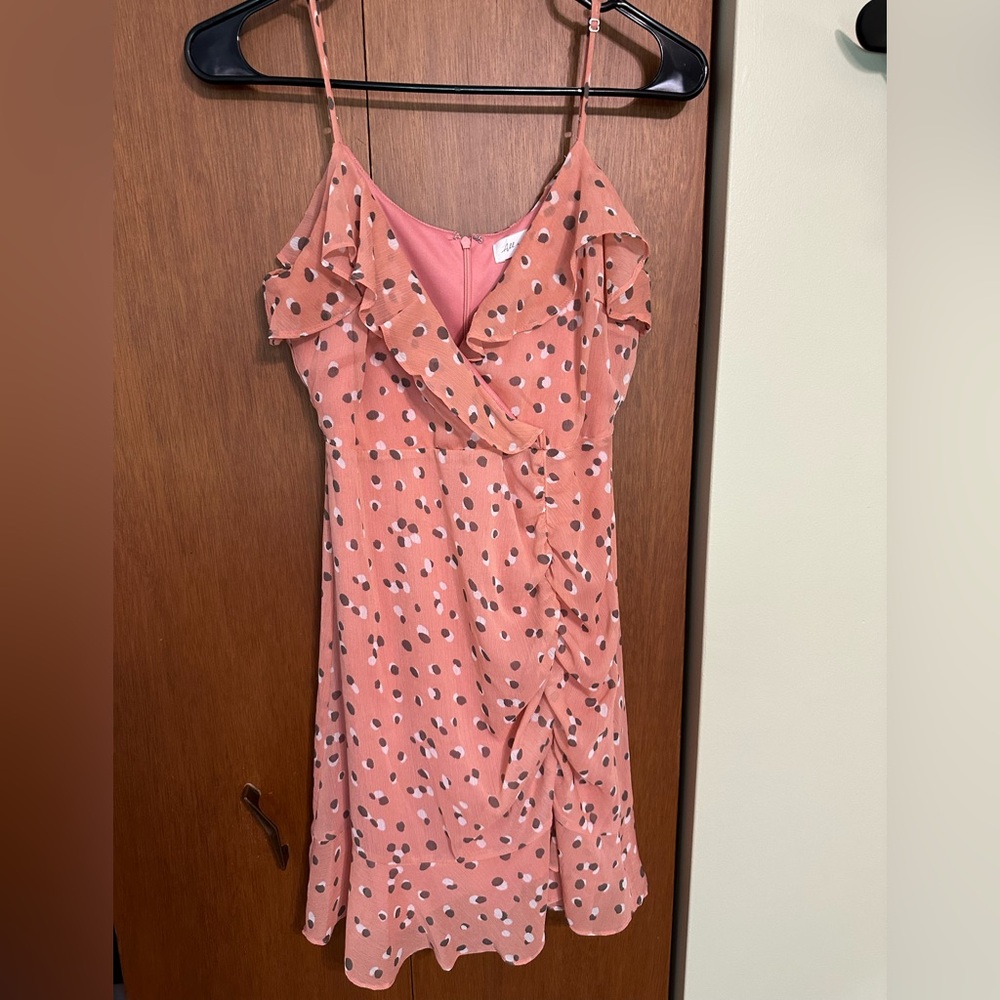 All in Favor Coral Polka Dot Dress